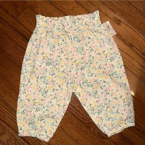 Cloud Island Cream Floral Bubble Baby Boho Pants, 12 Months, New With Tags